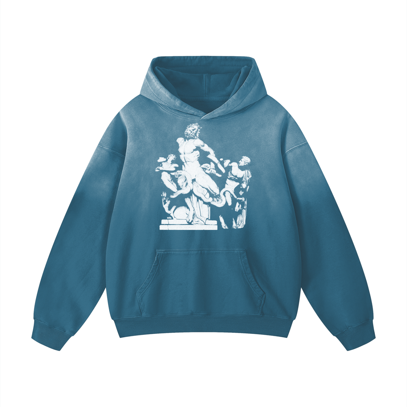 CTK BRAND Trego Heavyweight Sunfade Hoodie (Blue/White) 100% cotton