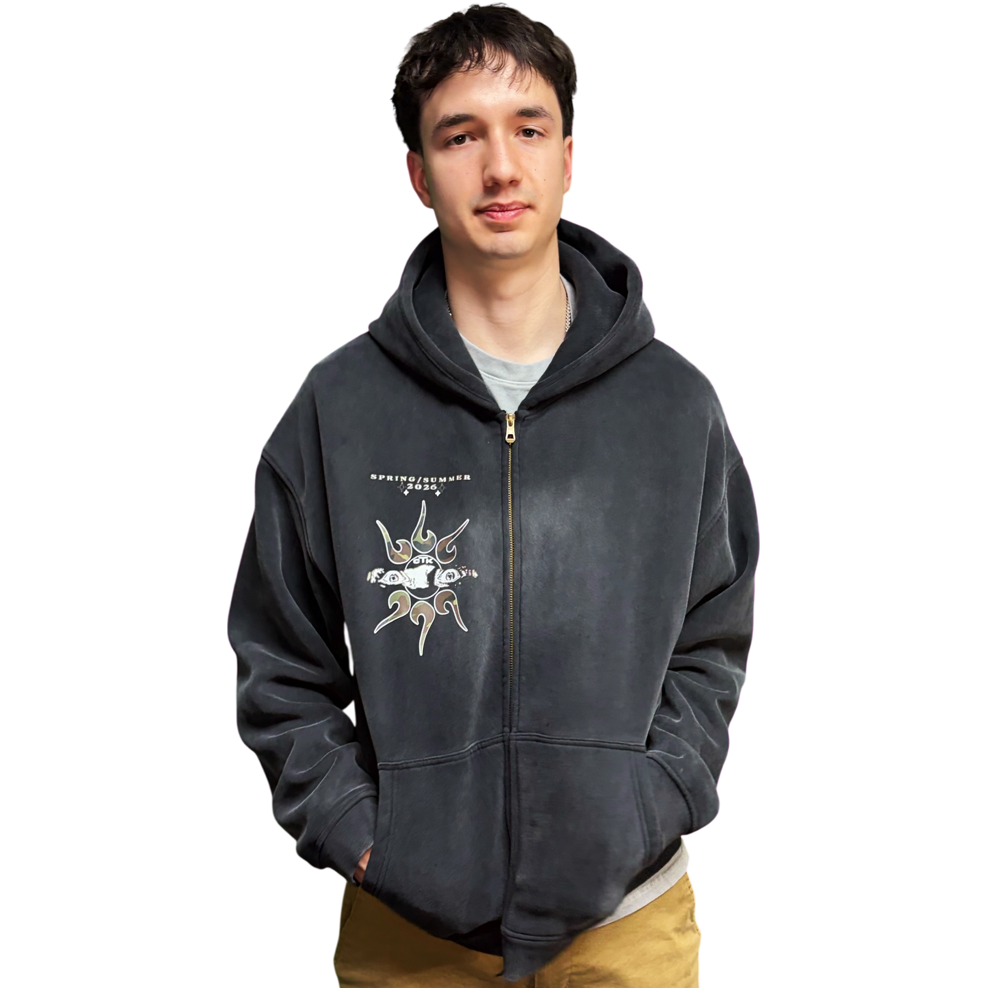 CTK CASINO Zip-up Hooded jacket (Black/Camo)