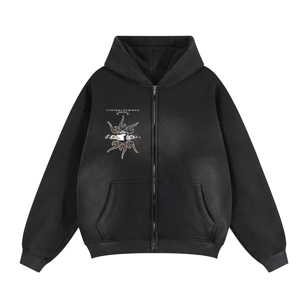 CTK CASINO Zip-up Hooded jacket (Black/Camo)