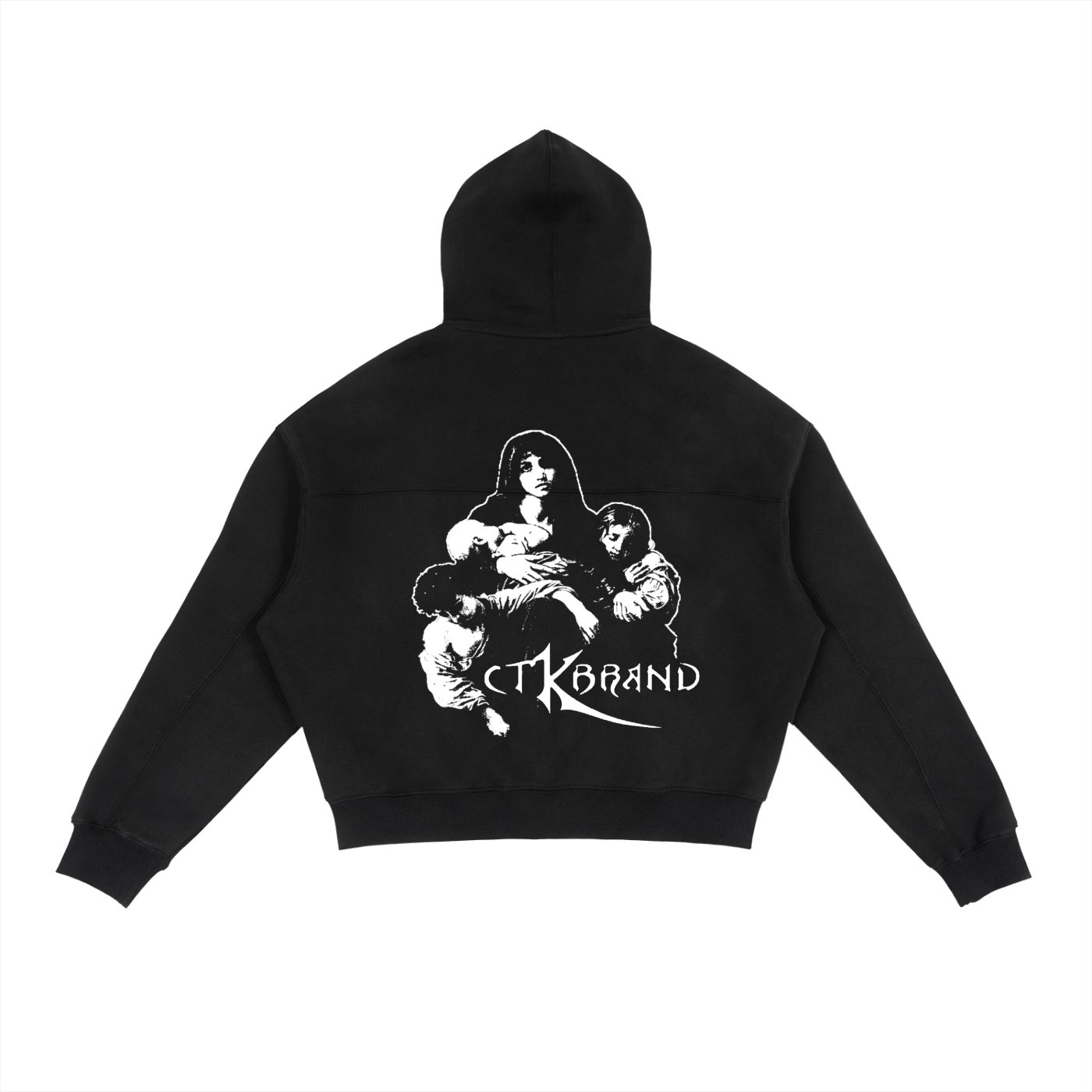 VOODOO CHILD Logo Fleece Zip-Up Hoodie (Black/White)