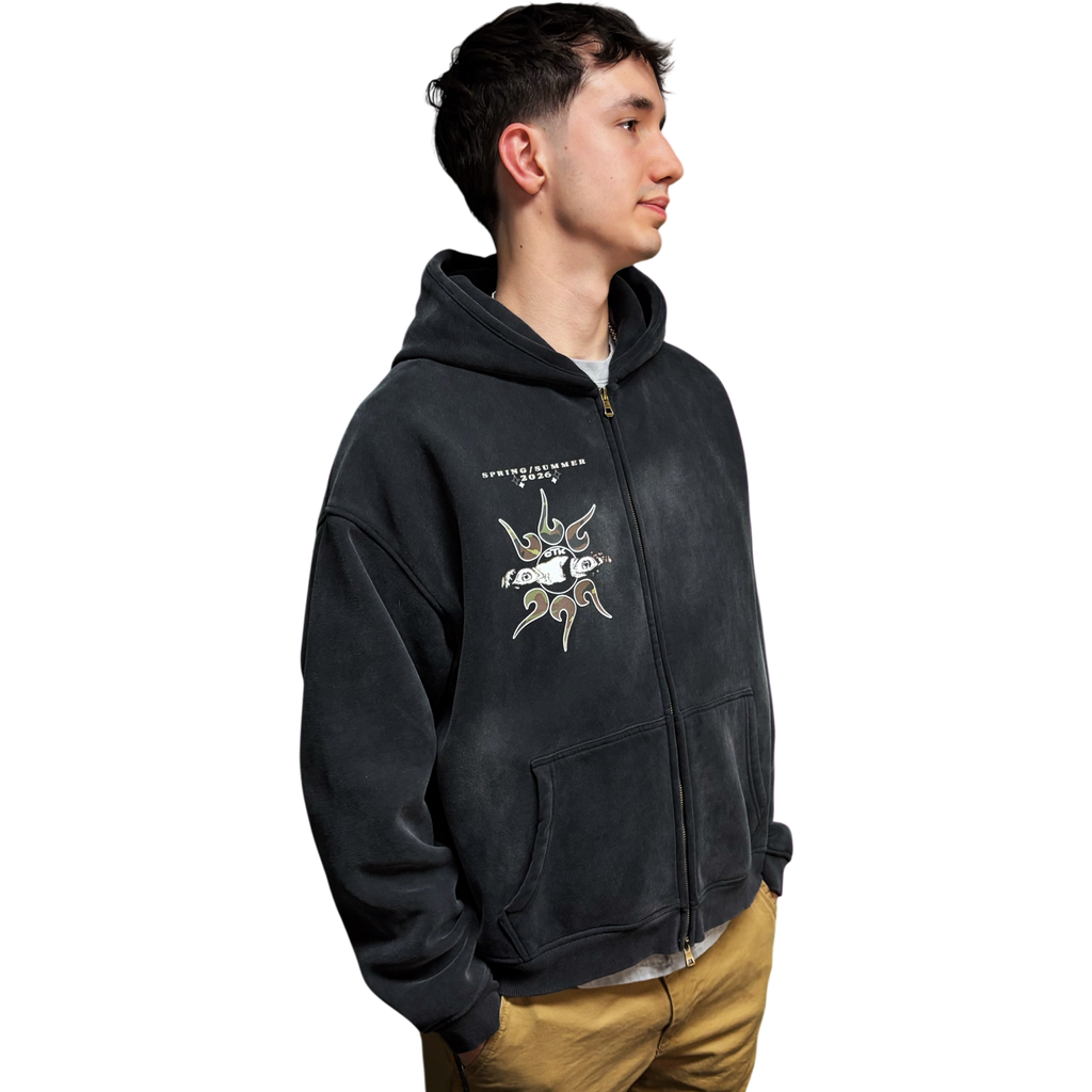 CTK CASINO Zip-up Hooded jacket (Black/Camo)