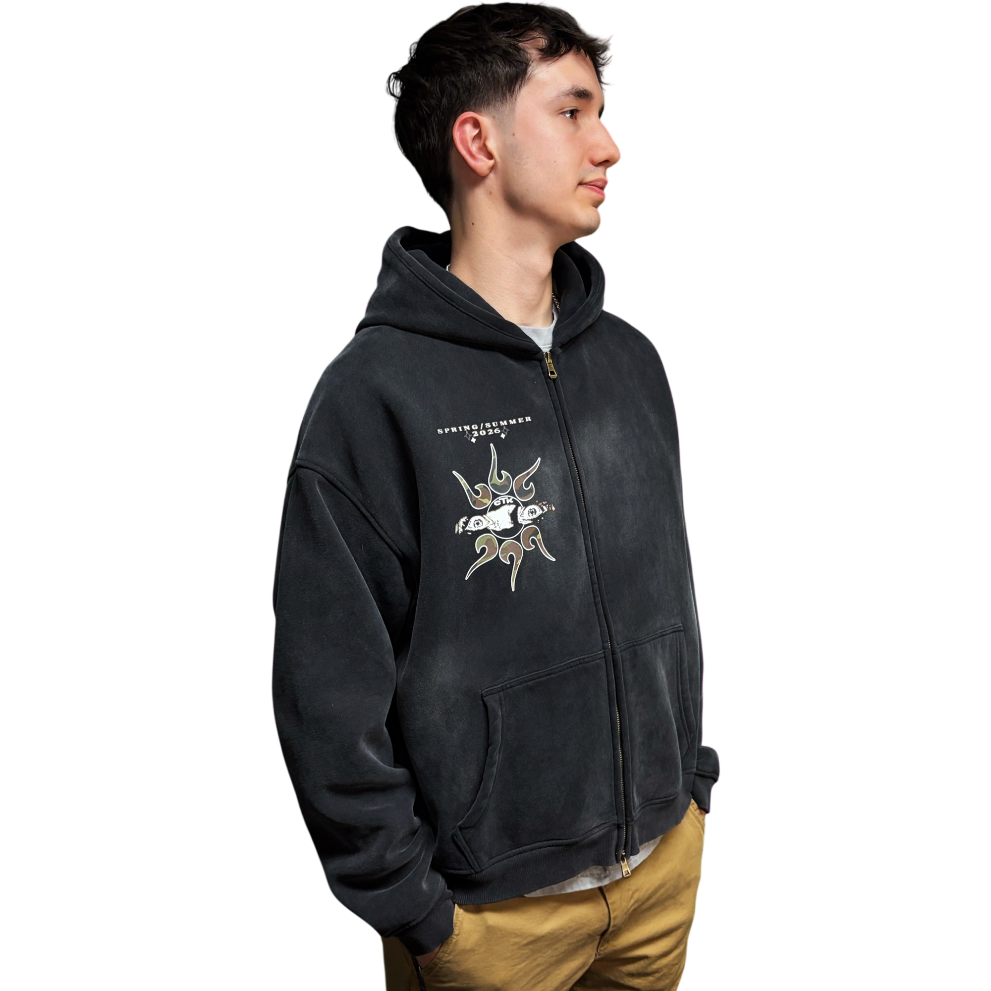 CTK CASINO Zip-up Hooded jacket (Black/Camo)