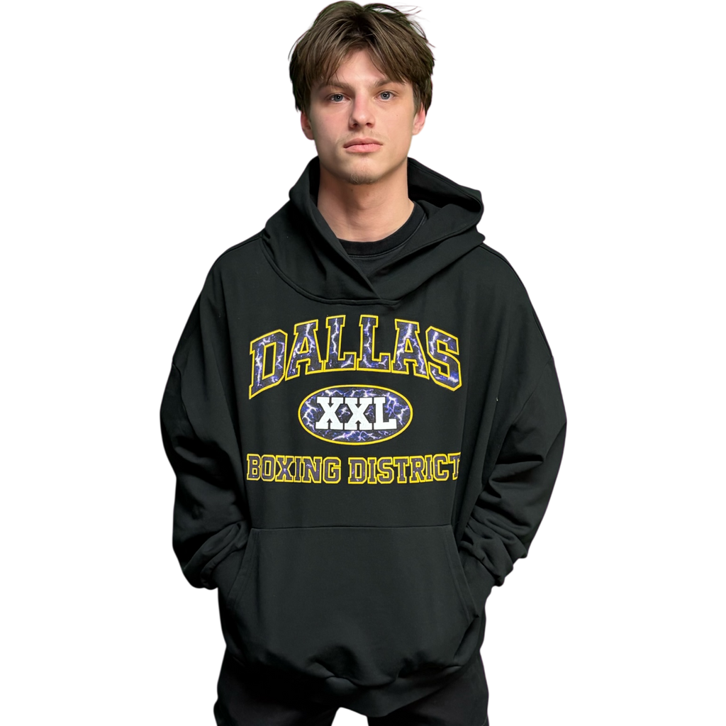 DALLAS BOXING Oversized Pump Cover/Hoodie (Black/Yellow) 100% cotton