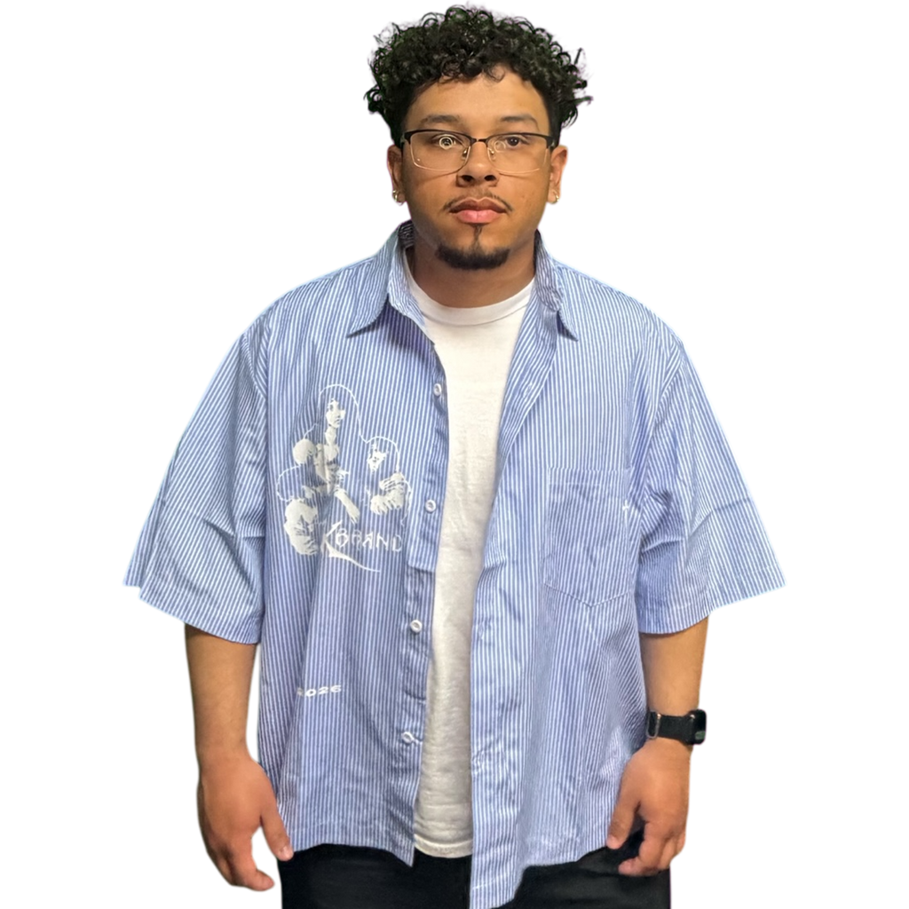 CTK BRAND RESENTMENT Stripe Button-up T-Shirt (Blue/White)