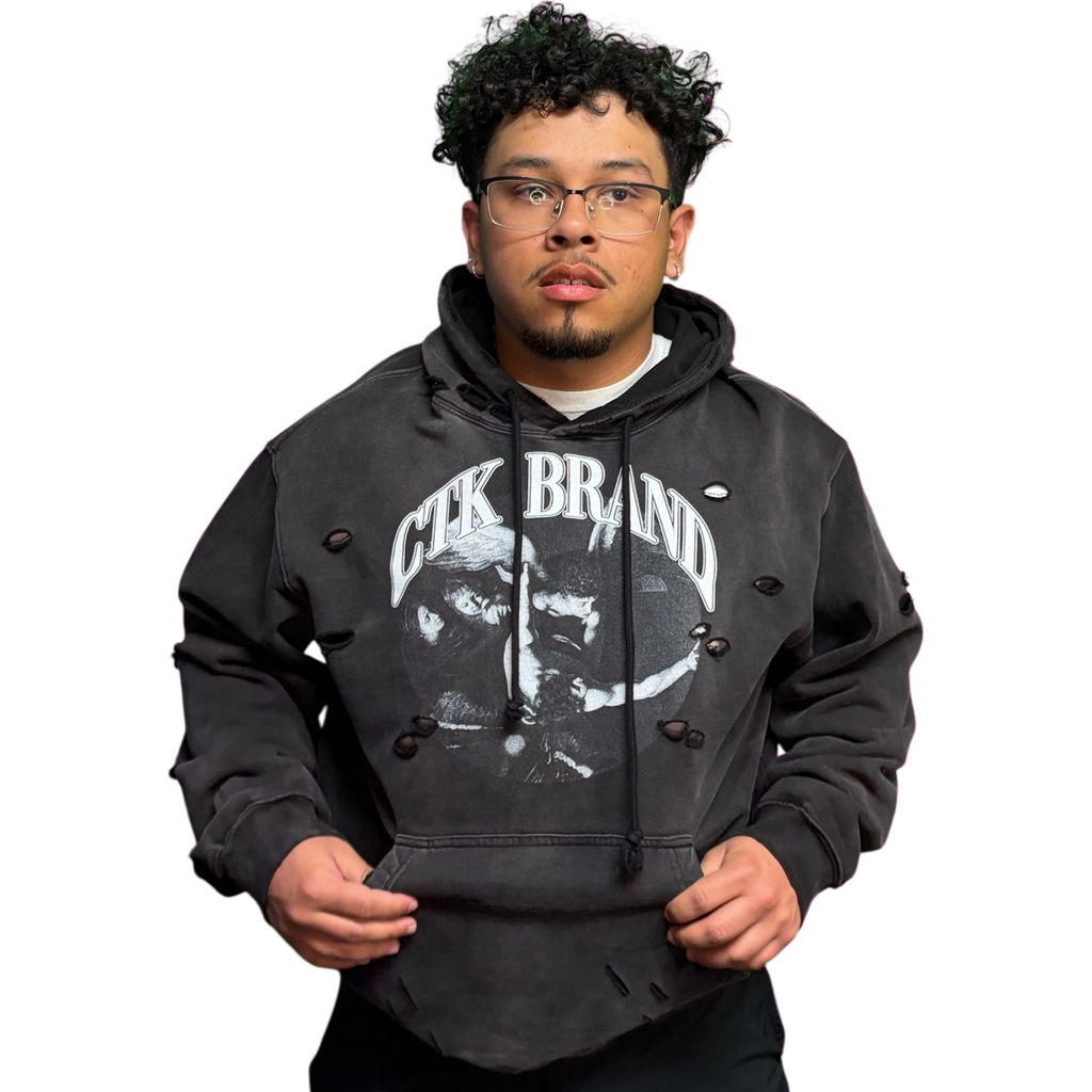 CTK BRAND WAYWARD Heavyweight Hoodie (Black/White) 100% cotton
