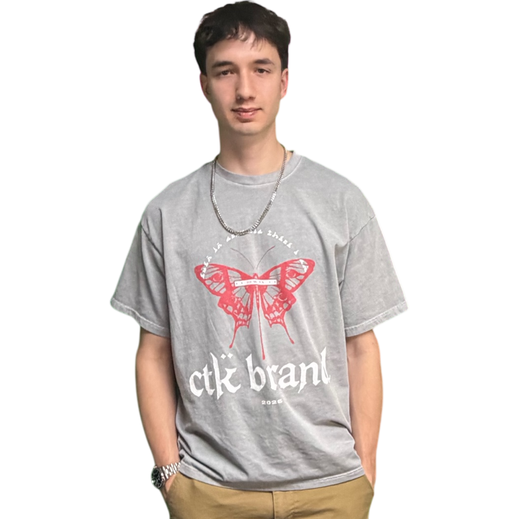 CTK BRAND ARCADIA T-Shirt (Grey/Red) 100% cotton