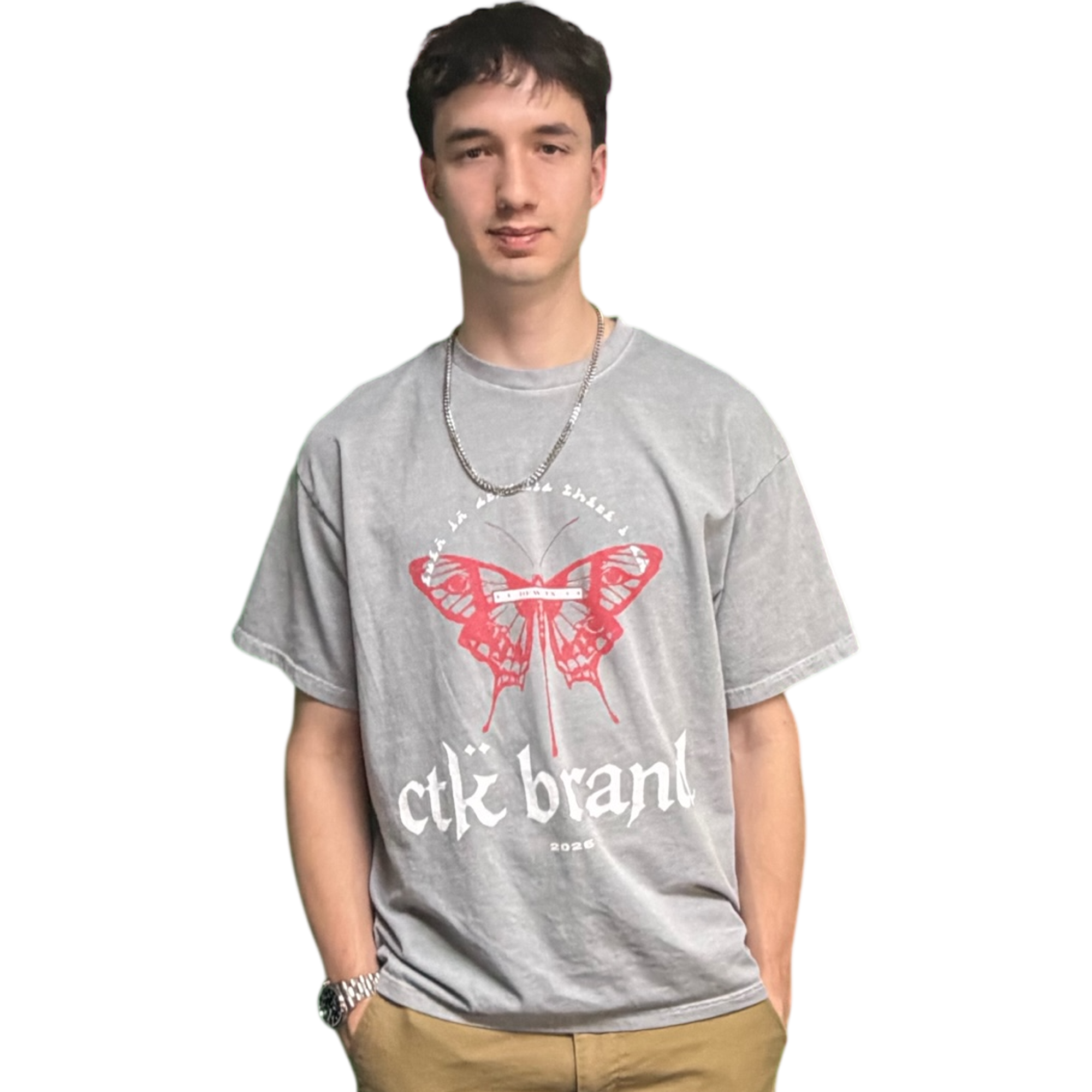 CTK BRAND ARCADIA T-Shirt (Grey/Red) 100% cotton