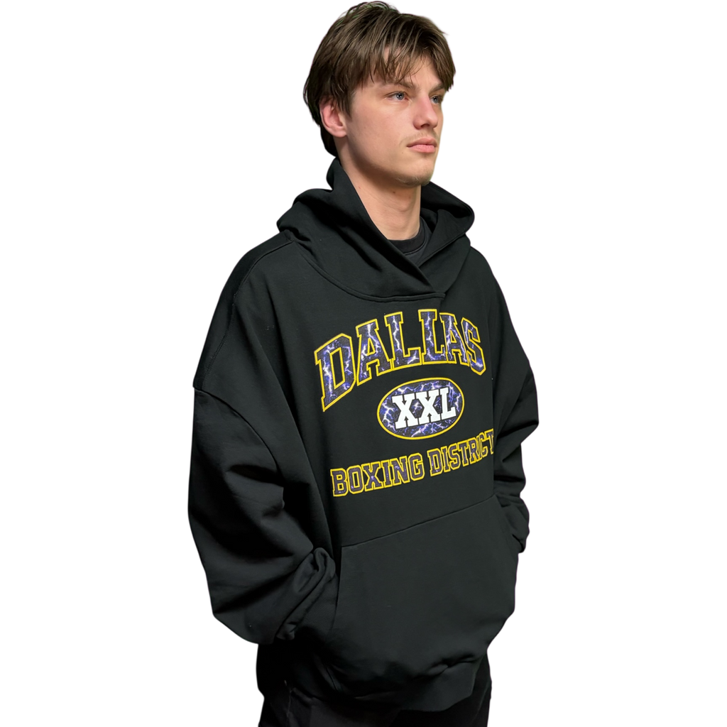 DALLAS BOXING Oversized Pump Cover/Hoodie (Black/Yellow) 100% cotton