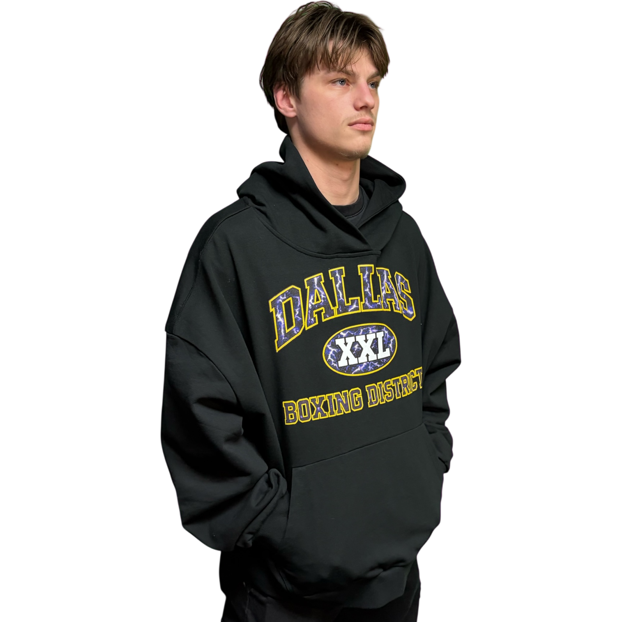 DALLAS BOXING Oversized Pump Cover/Hoodie (Black/Yellow) 100% cotton