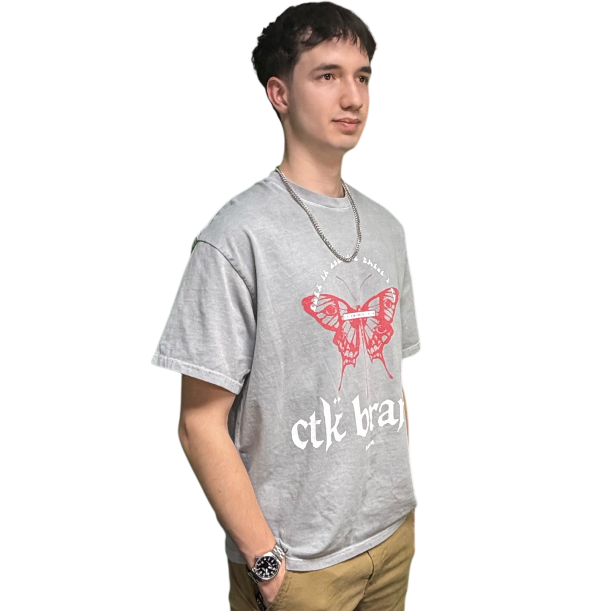 CTK BRAND ARCADIA T-Shirt (Grey/Red) 100% cotton