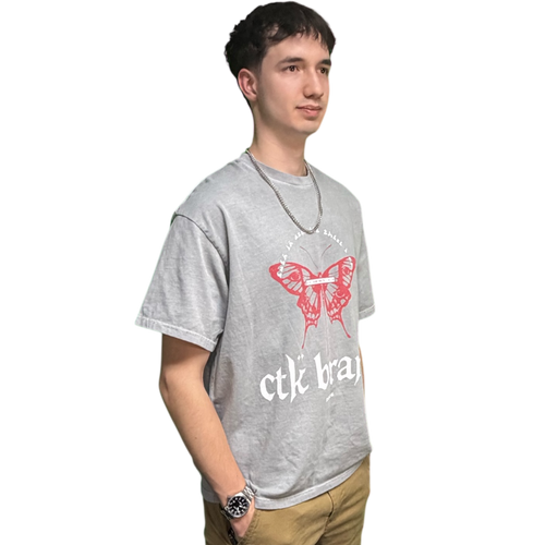 CTK BRAND ARCADIA T-Shirt (Grey/Red) 100% cotton