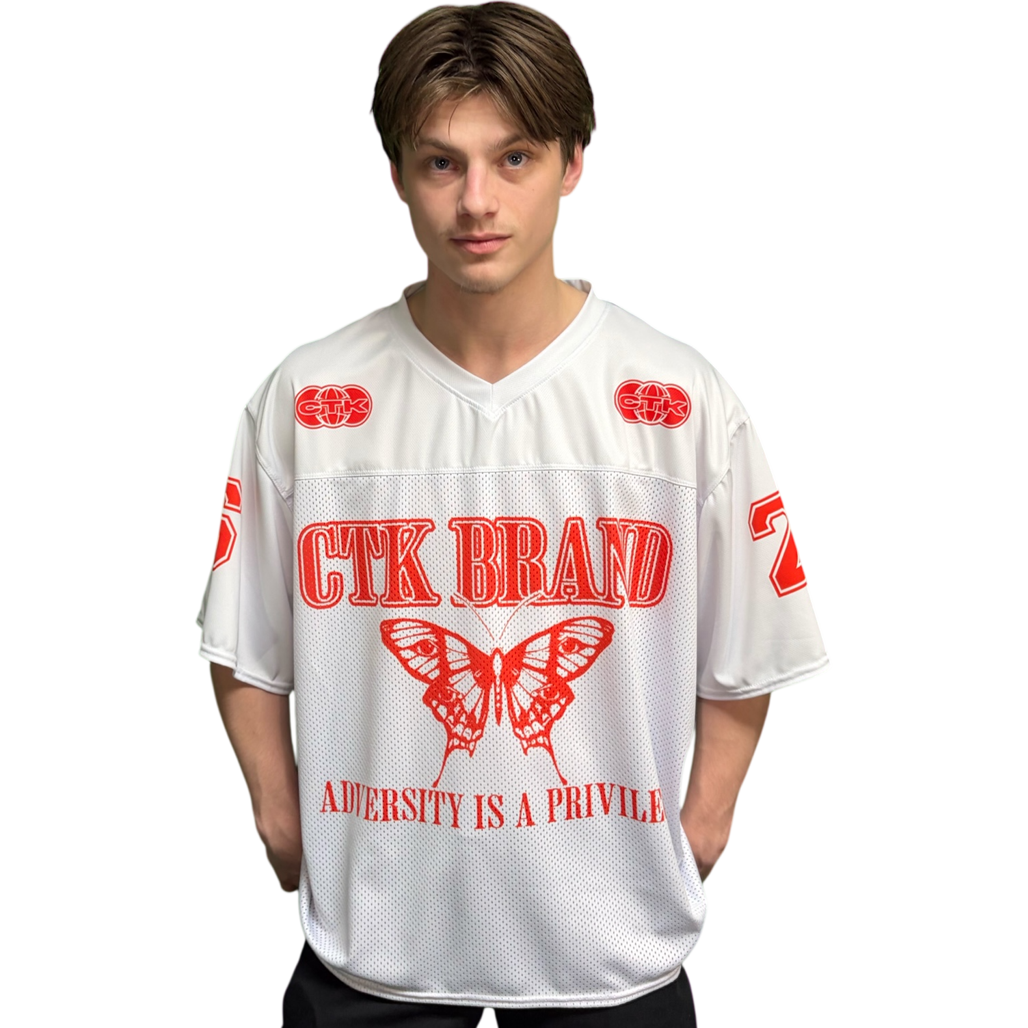 CTK ADVERSITY football jersey (White/Red)