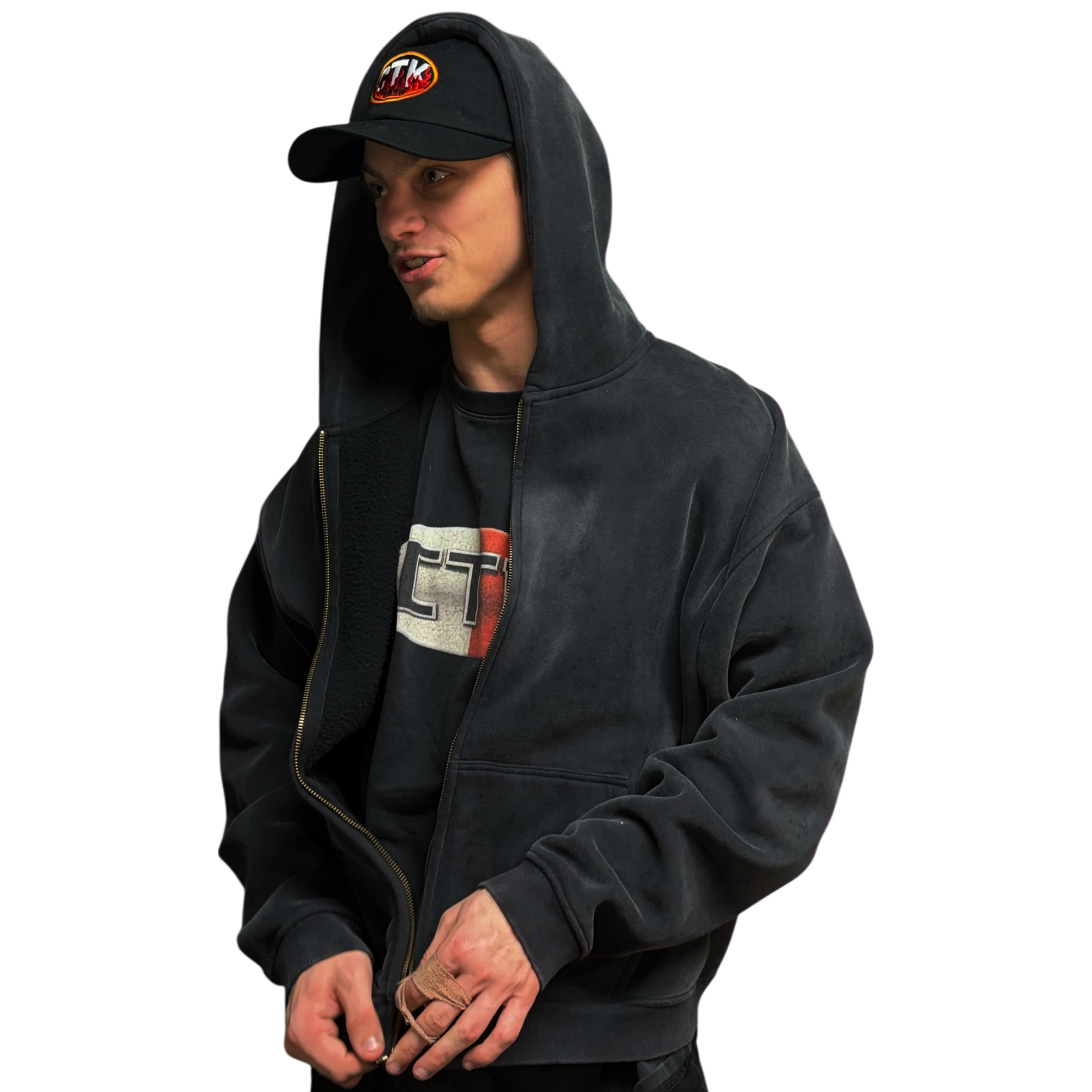 CTK CASINO Zip-up Hooded jacket (Black/Camo)