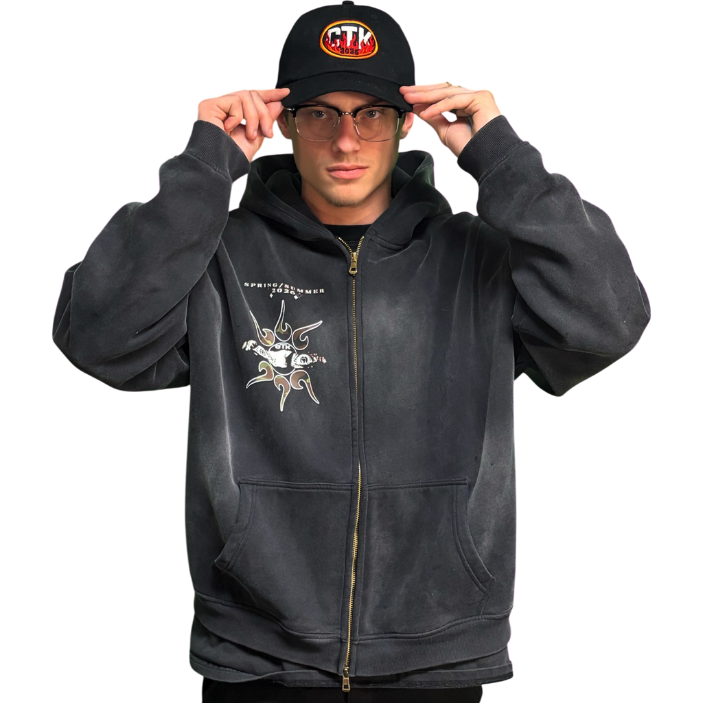 CTK CASINO Zip-up Hooded jacket (Black/Camo)