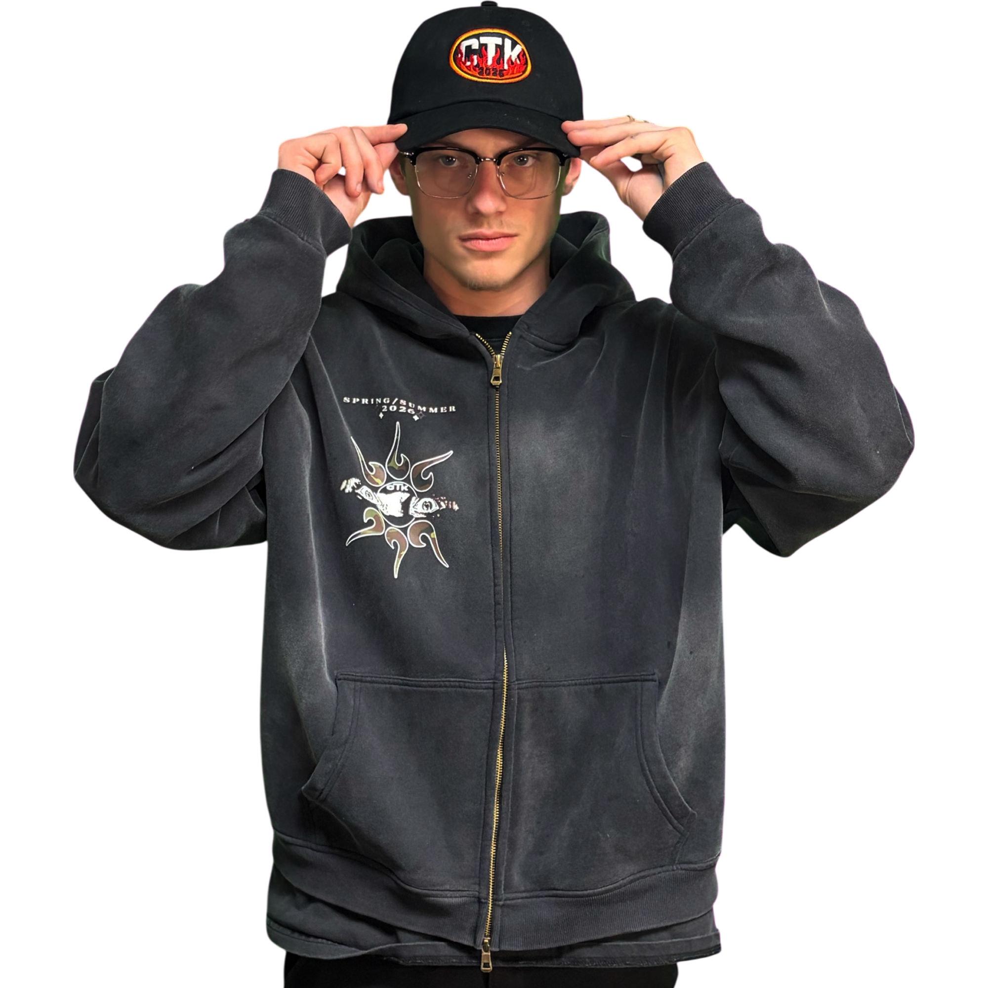 CTK CASINO Zip-up Hooded jacket (Black/Camo)