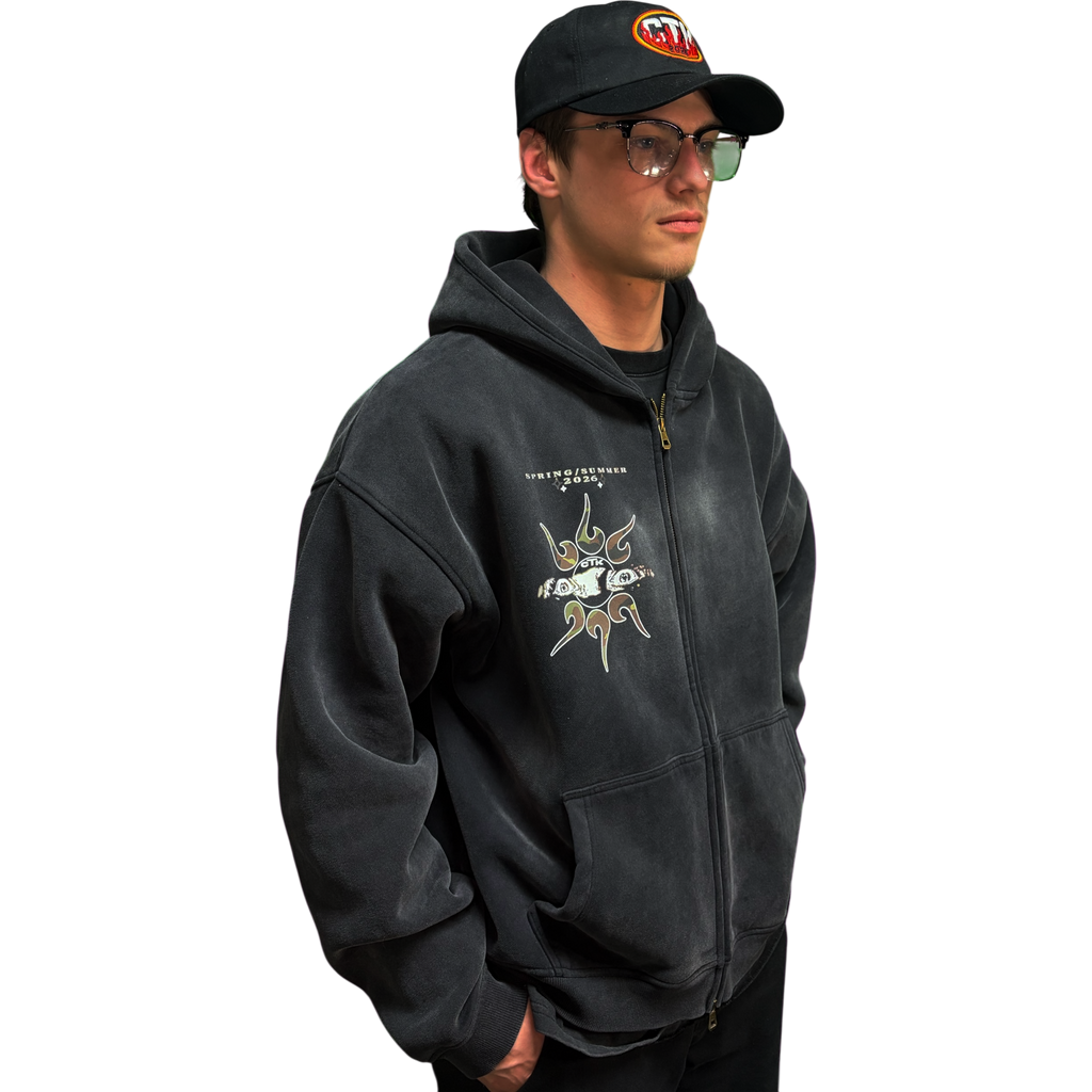 CTK CASINO Zip-up Hooded jacket (Black/Camo)