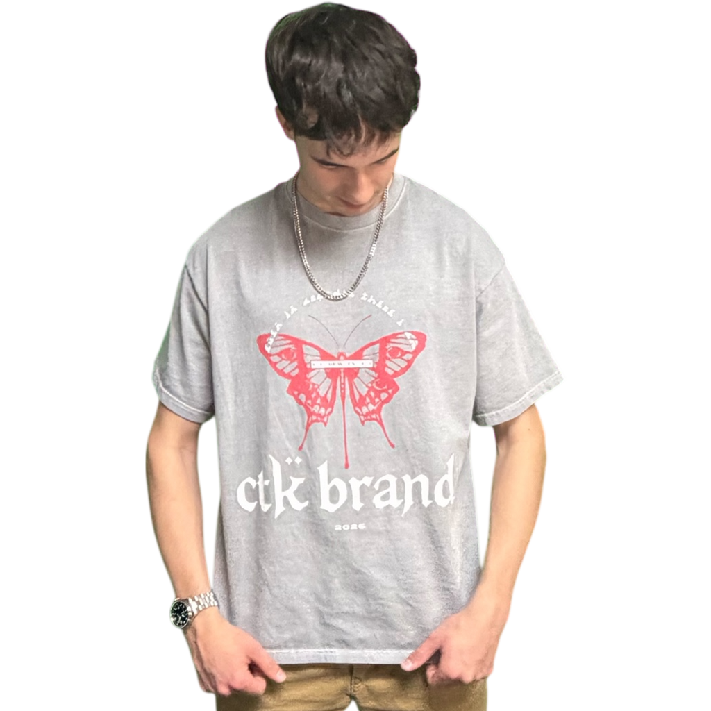 CTK BRAND ARCADIA T-Shirt (Grey/Red) 100% cotton