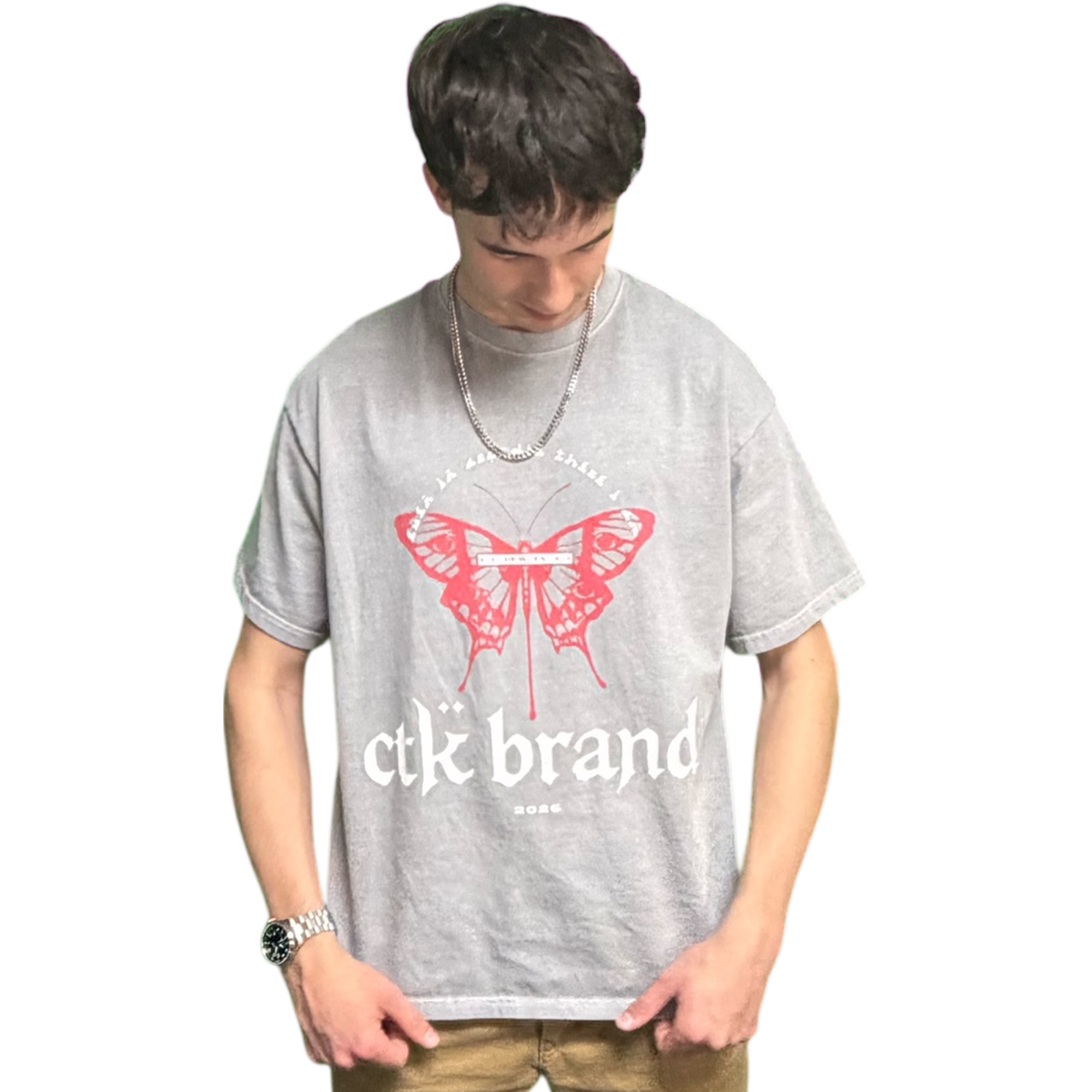 CTK BRAND ARCADIA T-Shirt (Grey/Red) 100% cotton