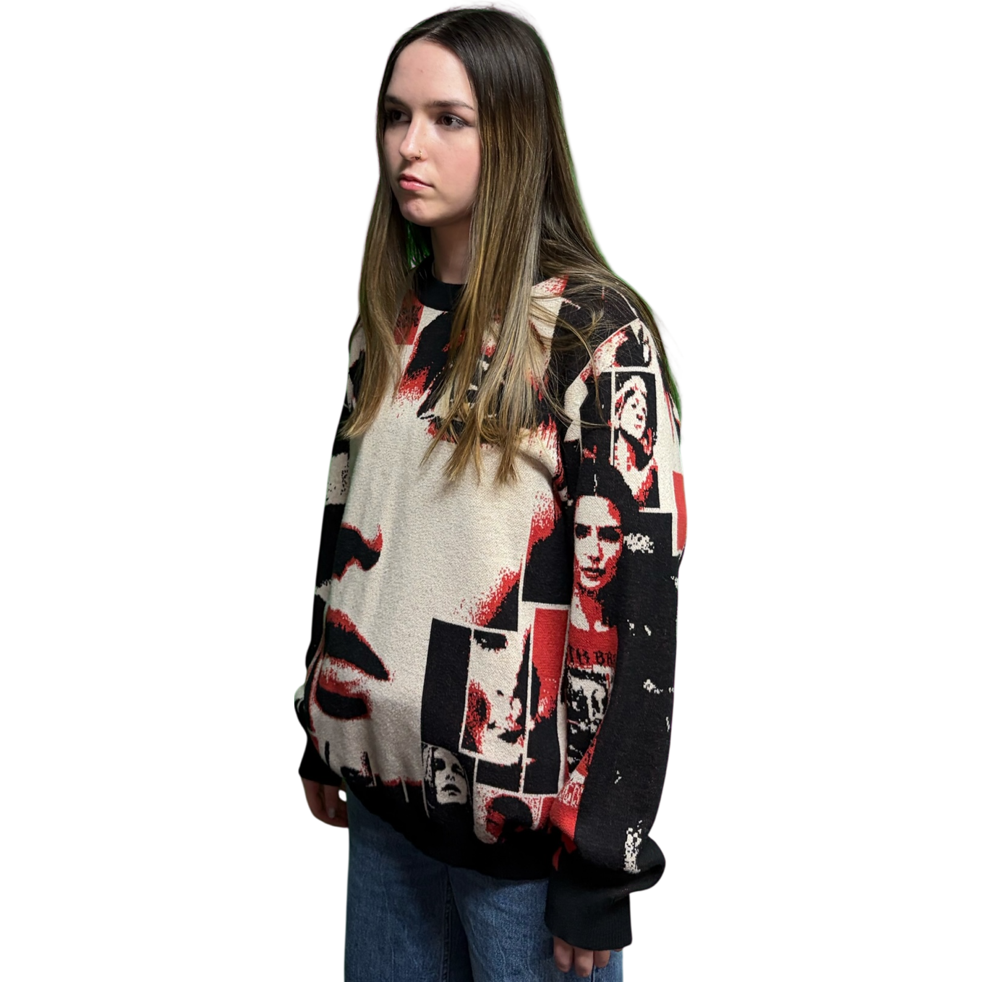 VOODOO CHILD M4A2C0-1976/Sage Knitted crew neck sweater (Taupe/Red)