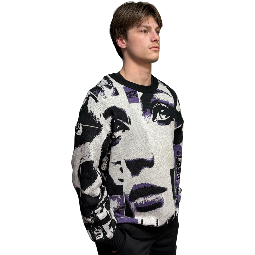 VOODOO CHILD M4A2C0-1976/Sage Knitted crew neck sweater (Bone/Purple)