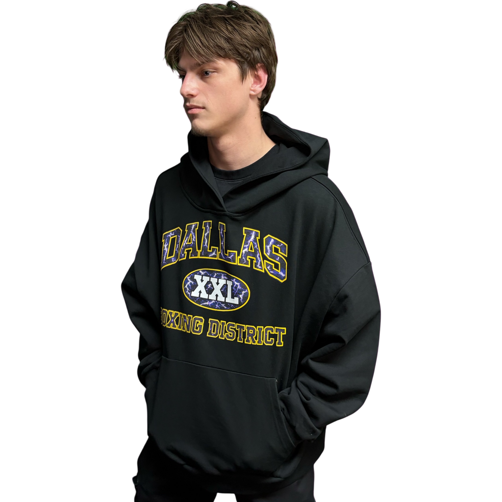 DALLAS BOXING Oversized Pump Cover/Hoodie (Black/Yellow) 100% cotton