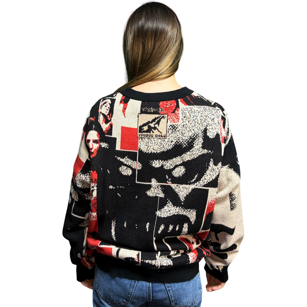 VOODOO CHILD M4A2C0-1976/Sage Knitted crew neck sweater (Taupe/Red)