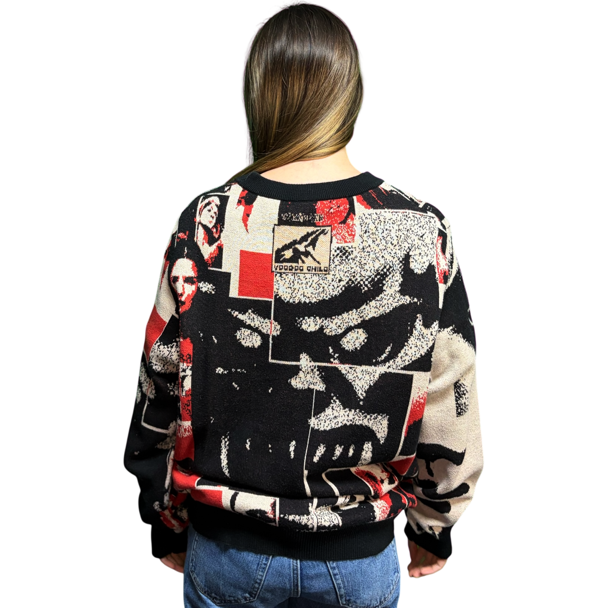 VOODOO CHILD M4A2C0-1976/Sage Knitted crew neck sweater (Taupe/Red)