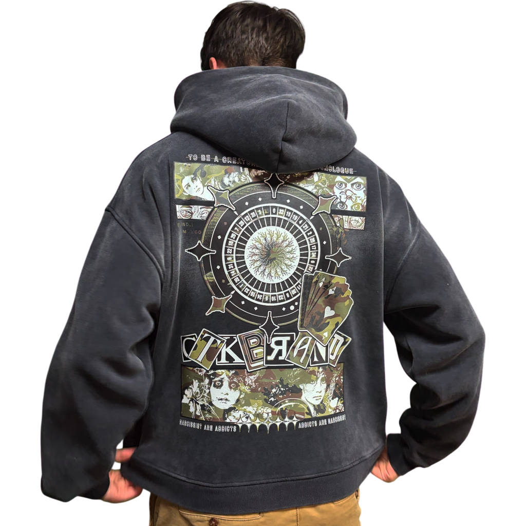 CTK CASINO Zip-up Hooded jacket (Black/Camo)