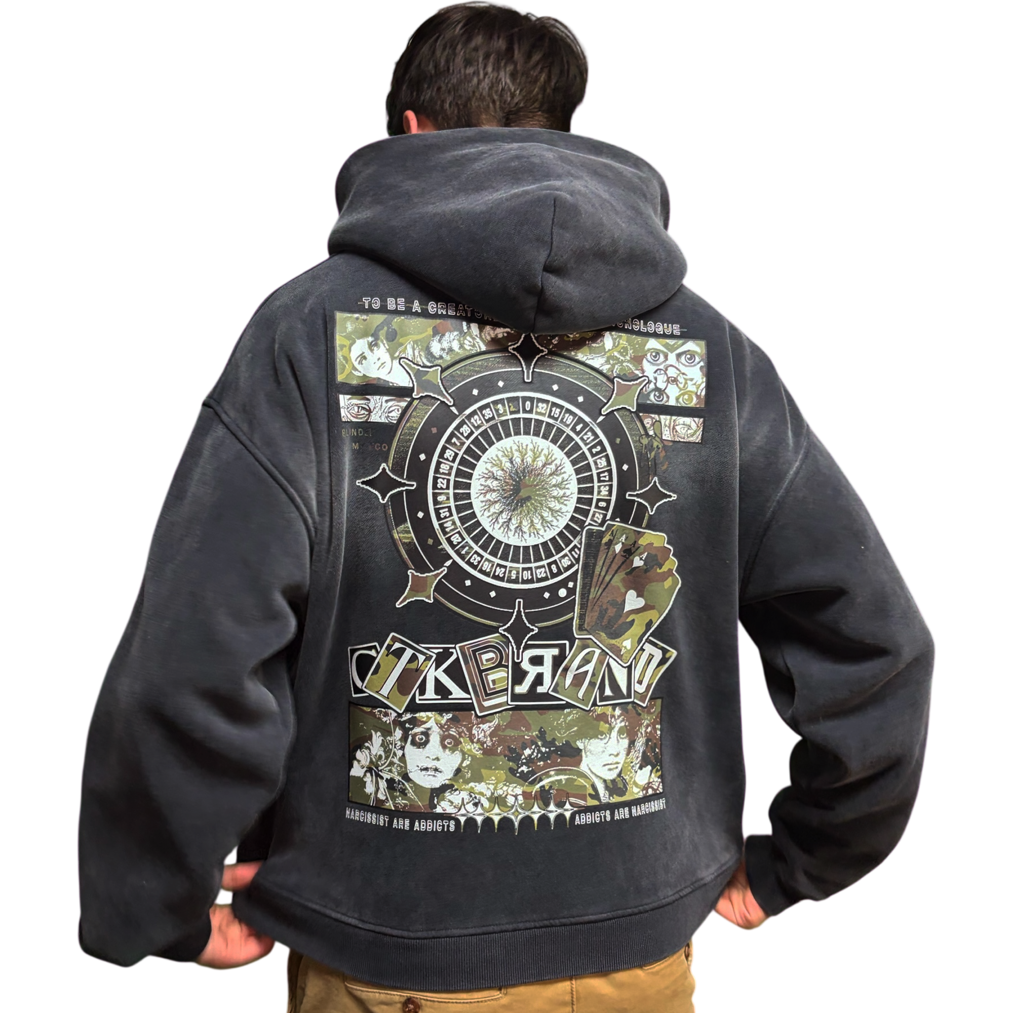 CTK CASINO Zip-up Hooded jacket (Black/Camo)