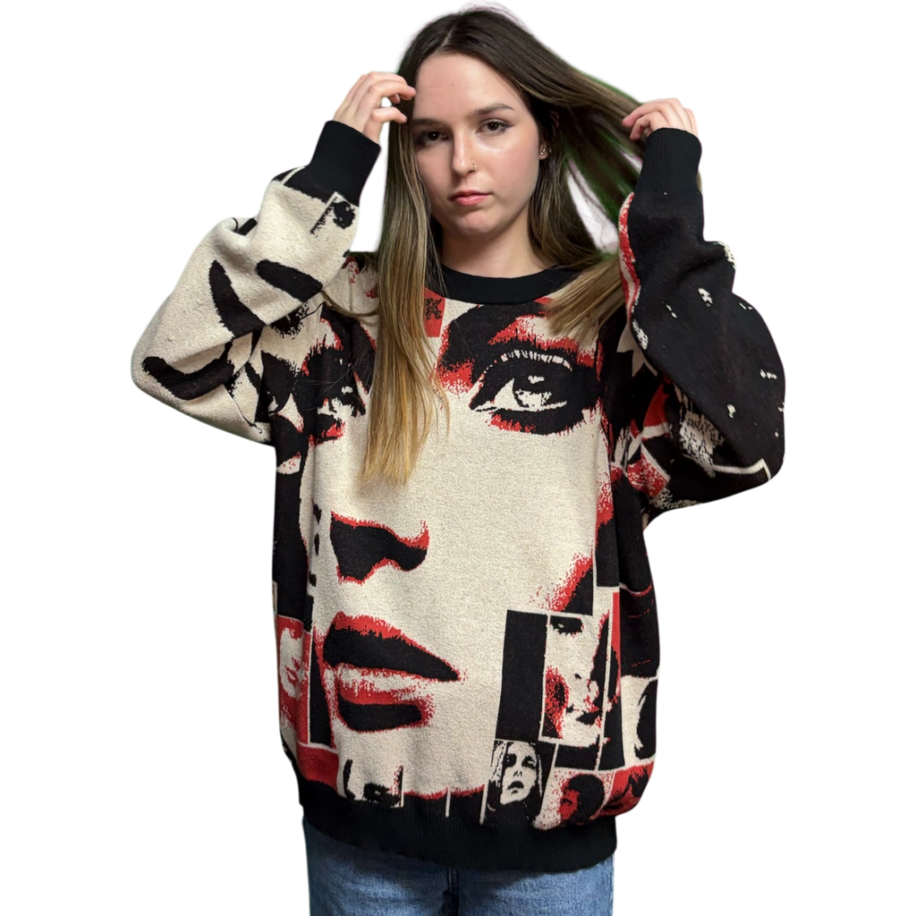 VOODOO CHILD M4A2C0-1976/Sage Knitted crew neck sweater (Taupe/Red)