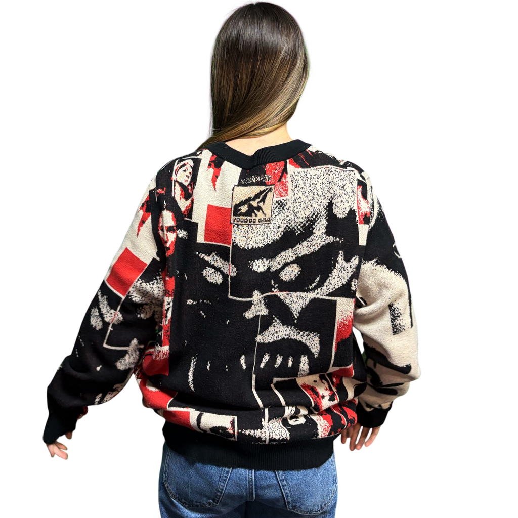 VOODOO CHILD M4A2C0-1976/Sage Knitted crew neck sweater (Taupe/Red)