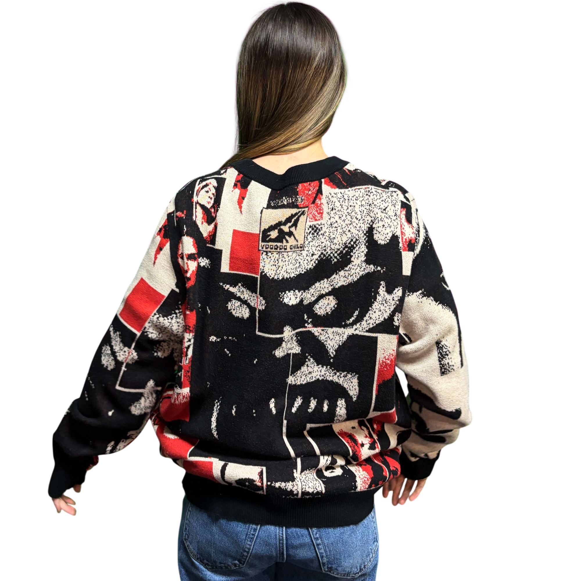 VOODOO CHILD M4A2C0-1976/Sage Knitted crew neck sweater (Taupe/Red)