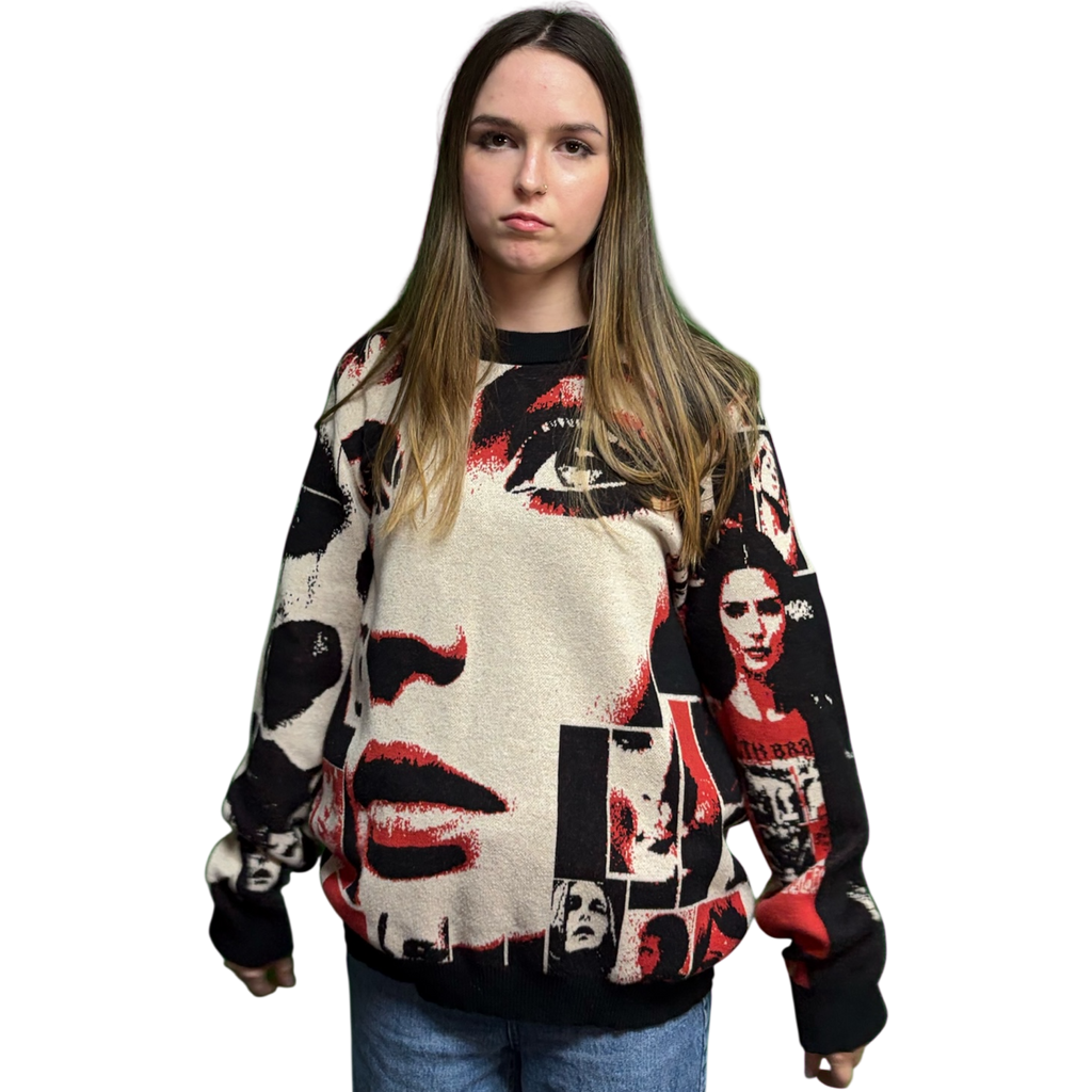 VOODOO CHILD M4A2C0-1976/Sage Knitted crew neck sweater (Taupe/Red)