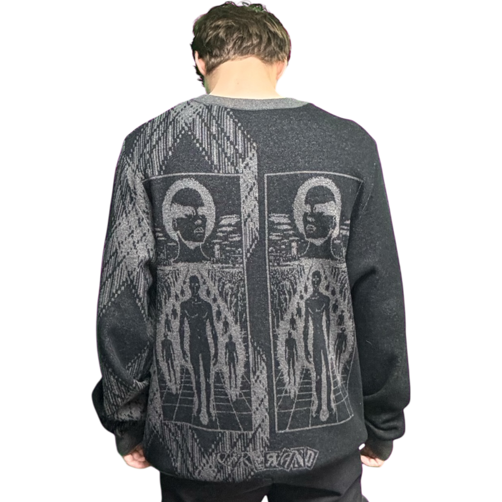 VOODOO CHILD Knitted crew neck sweater (Grey/Black)
