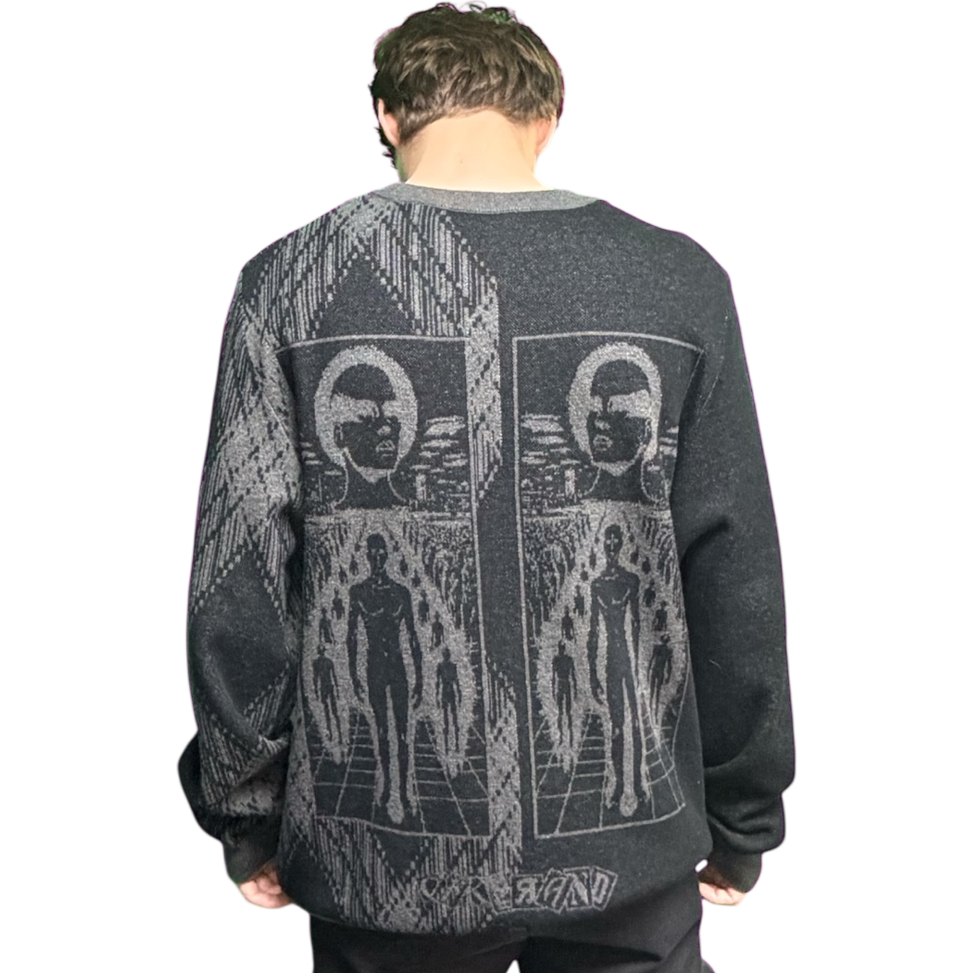 VOODOO CHILD Knitted crew neck sweater (Grey/Black)