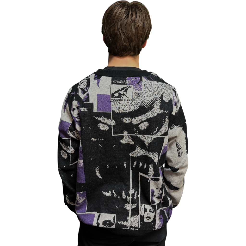VOODOO CHILD M4A2C0-1976/Sage Knitted crew neck sweater (Bone/Purple)
