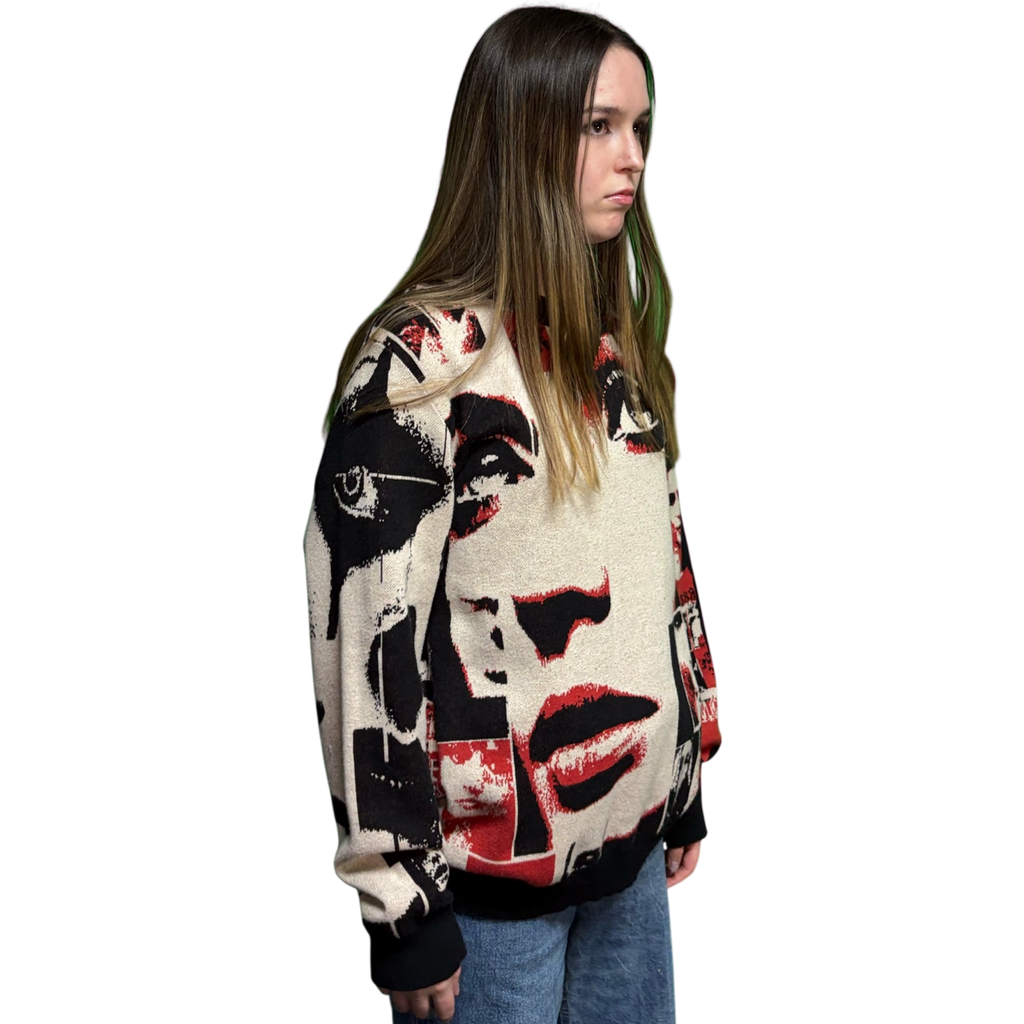 VOODOO CHILD M4A2C0-1976/Sage Knitted crew neck sweater (Taupe/Red)