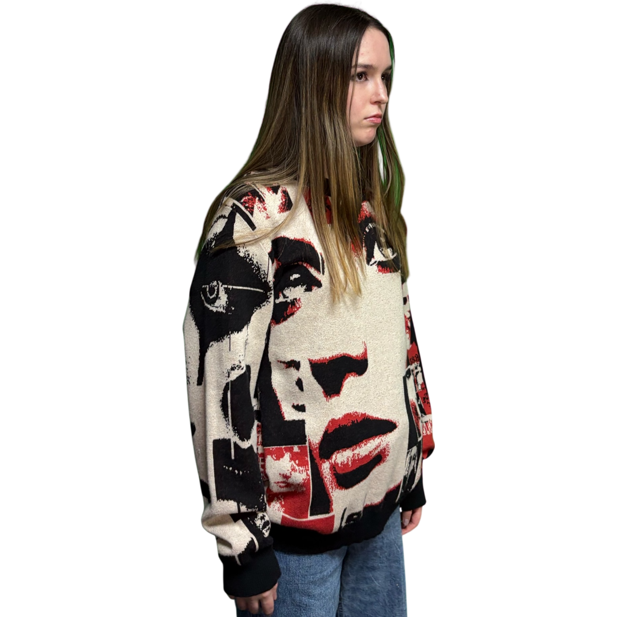 VOODOO CHILD M4A2C0-1976/Sage Knitted crew neck sweater (Taupe/Red)